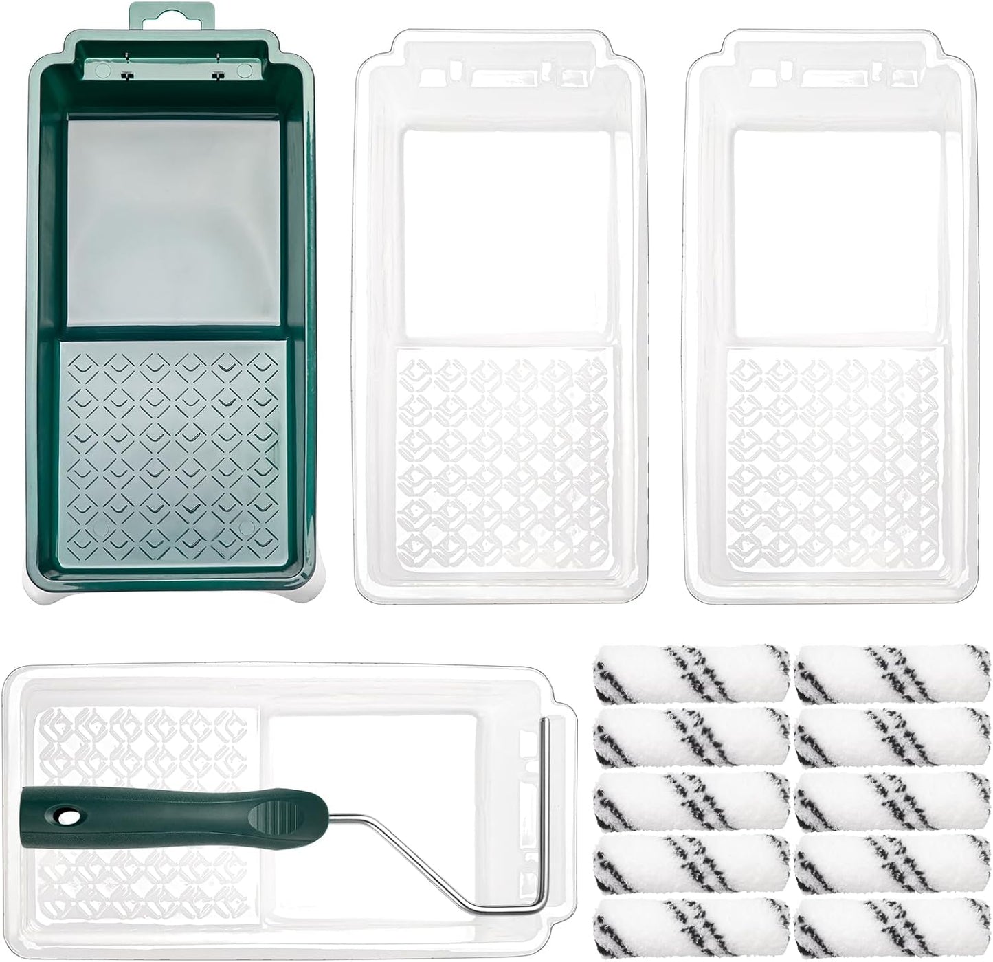 Paint Roller Kit, 15 Pcs 4 Inch Small Roller, Paint Tray, Paint Tray Liners and Paint Roller Frame, Home Improvement Paint Supplies, Mini Paint Rollers for Painting Walls