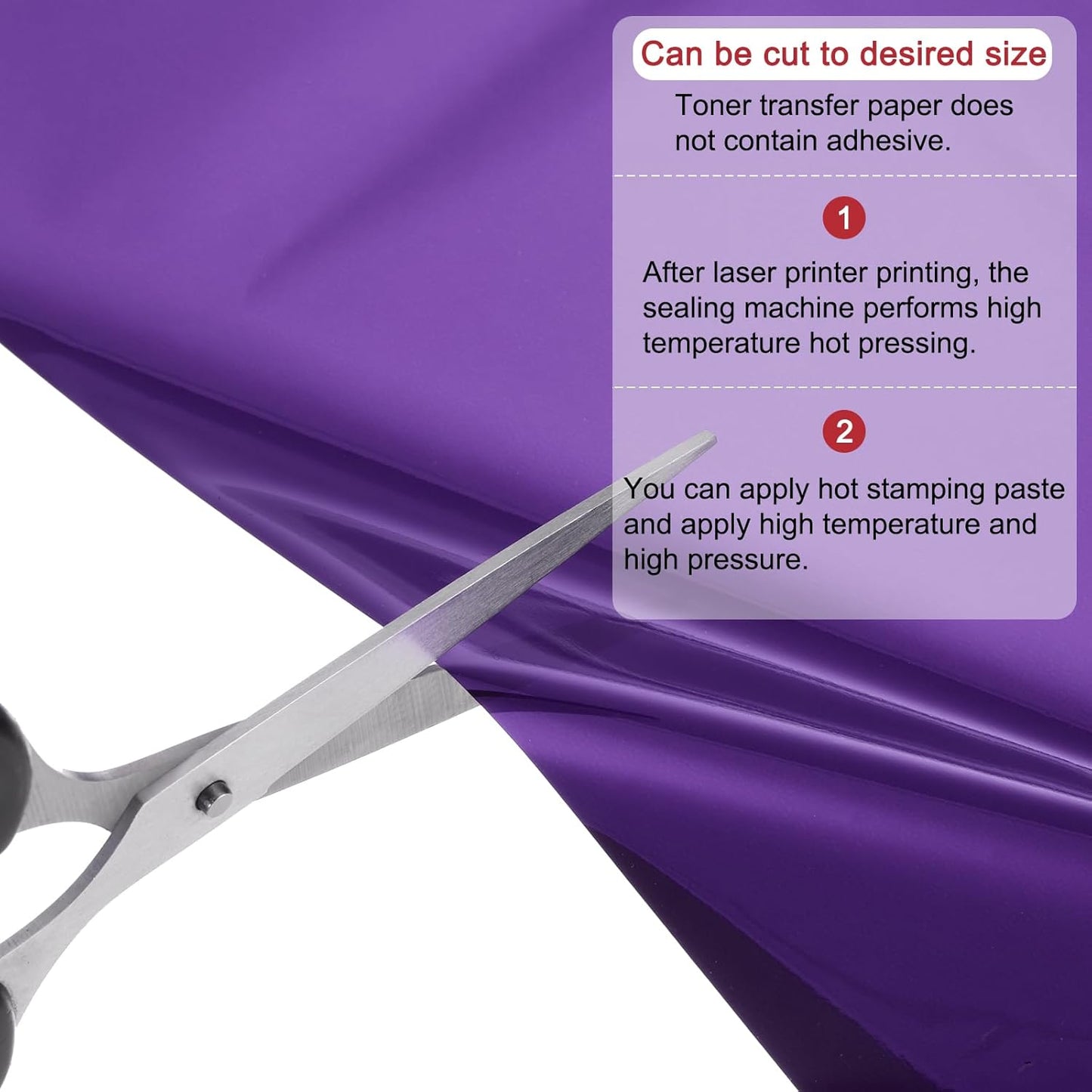 MECCANIXITY 50 Pack Toner Reactive Foil ,Deco Foil Transfer Sheets 8.5"x11" A4 Hot Foil Paper for Laser Printer Scrapbooking Heat Transfer DIY Craft,Purple