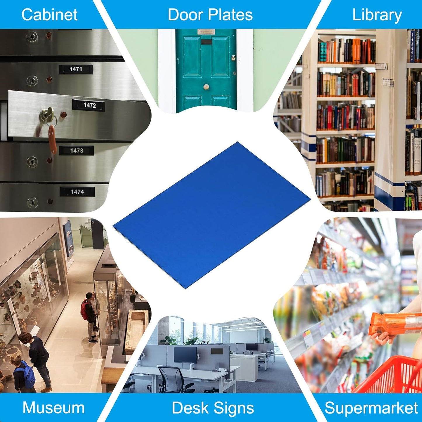 PATIKIL 2.1x3.3 Inch Anodized Aluminum Sheet Metal, 15Pcs Laser Plates Engraving Blanks 0.5MM Thin Rectangle for Crafting DIY House Laser Engraving, Blue