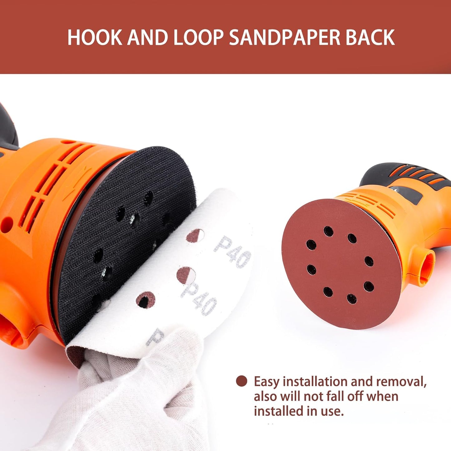 150pcs 40 Grit Sanding Discs, 5-Inch 8-Hole Sandpaper, for Woodworking or Automotive