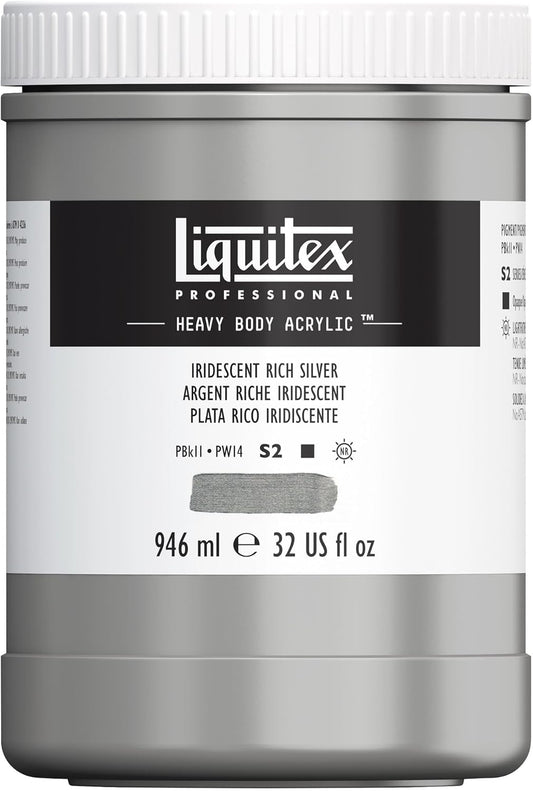 Liquitex Professional Heavy Body Acrylic Paint, 32-oz (946ml) Pot, Iridescent Rich Silver