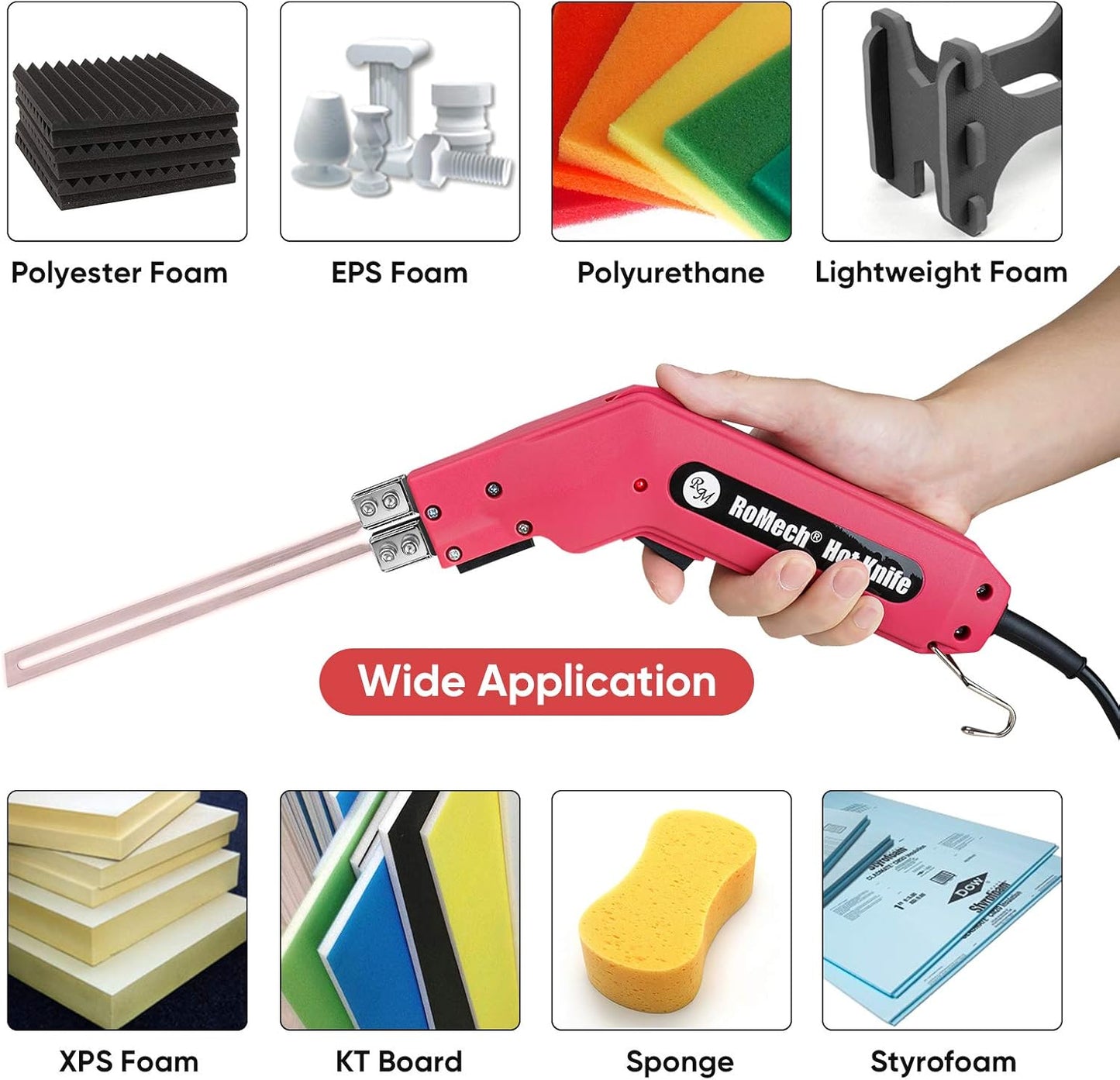 ROMECH Foam Cutter Pro Electric Hot Knife, 200W Styrofoam Cutting Tool Kit- with Heavy-duty Case Blades & Accessories RM-005 (200W)