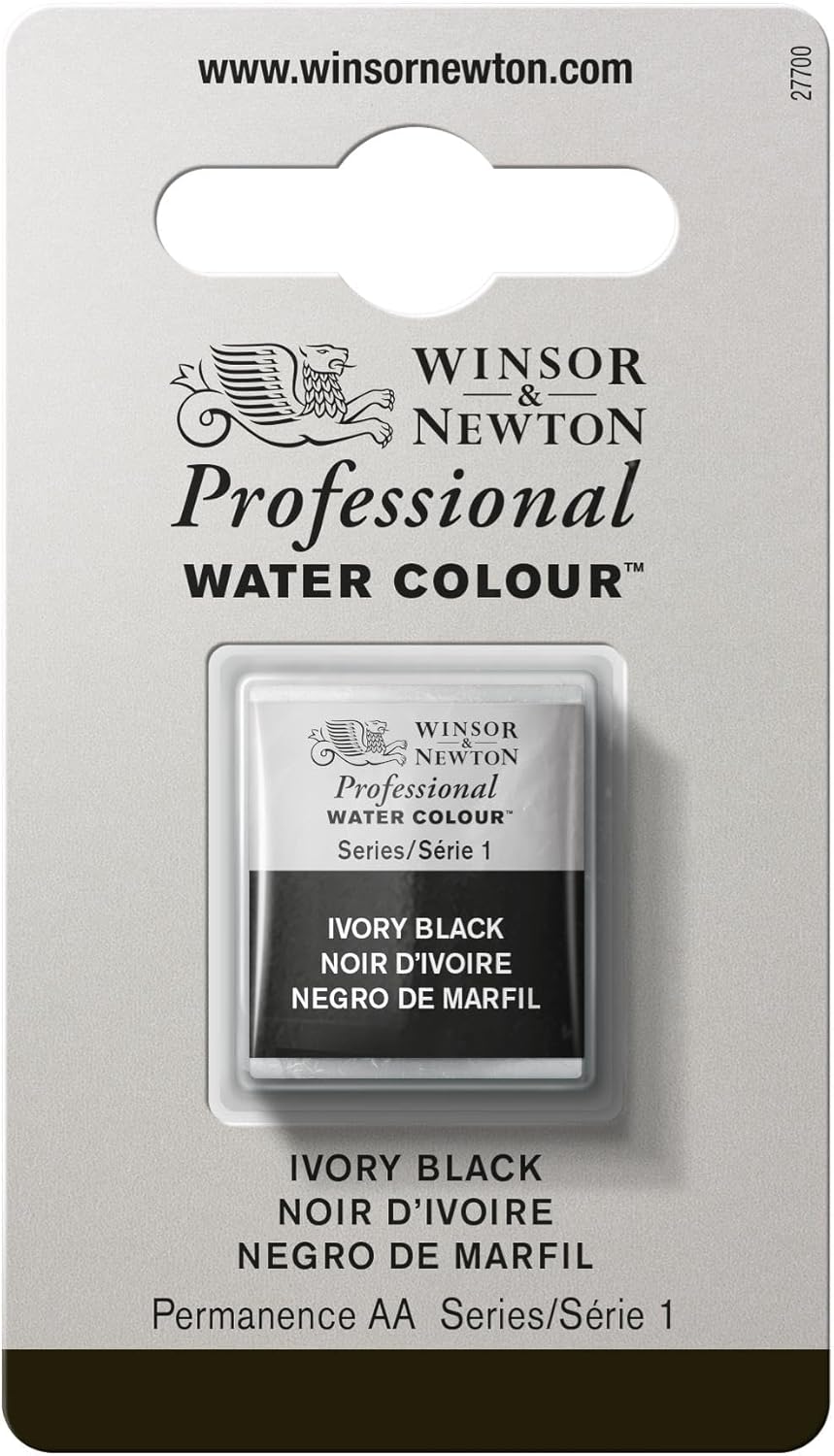 Winsor & Newton Professional Water Colour Paint, Half Pan, Ivory Black