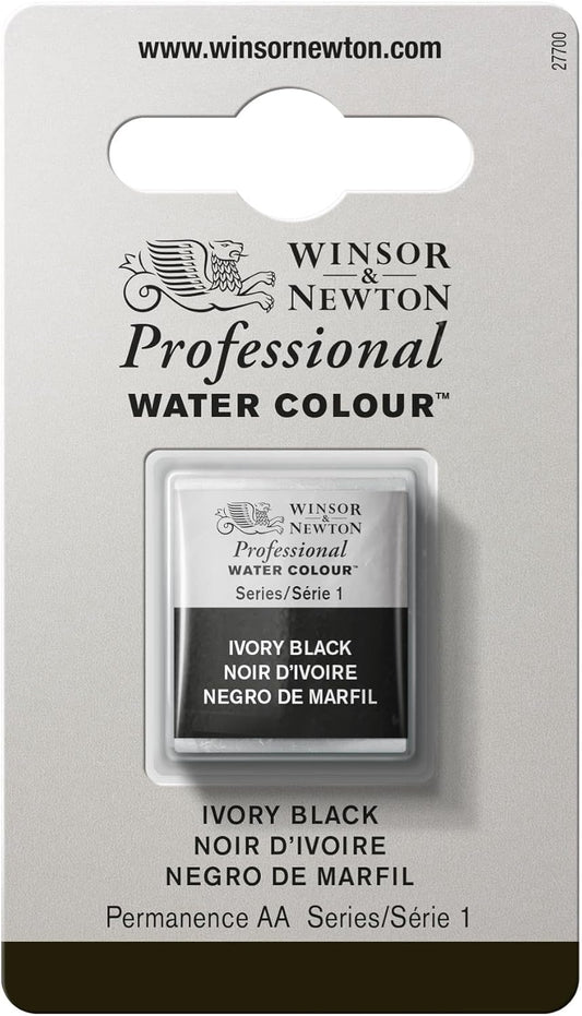 Winsor & Newton Professional Water Colour Paint, Half Pan, Ivory Black
