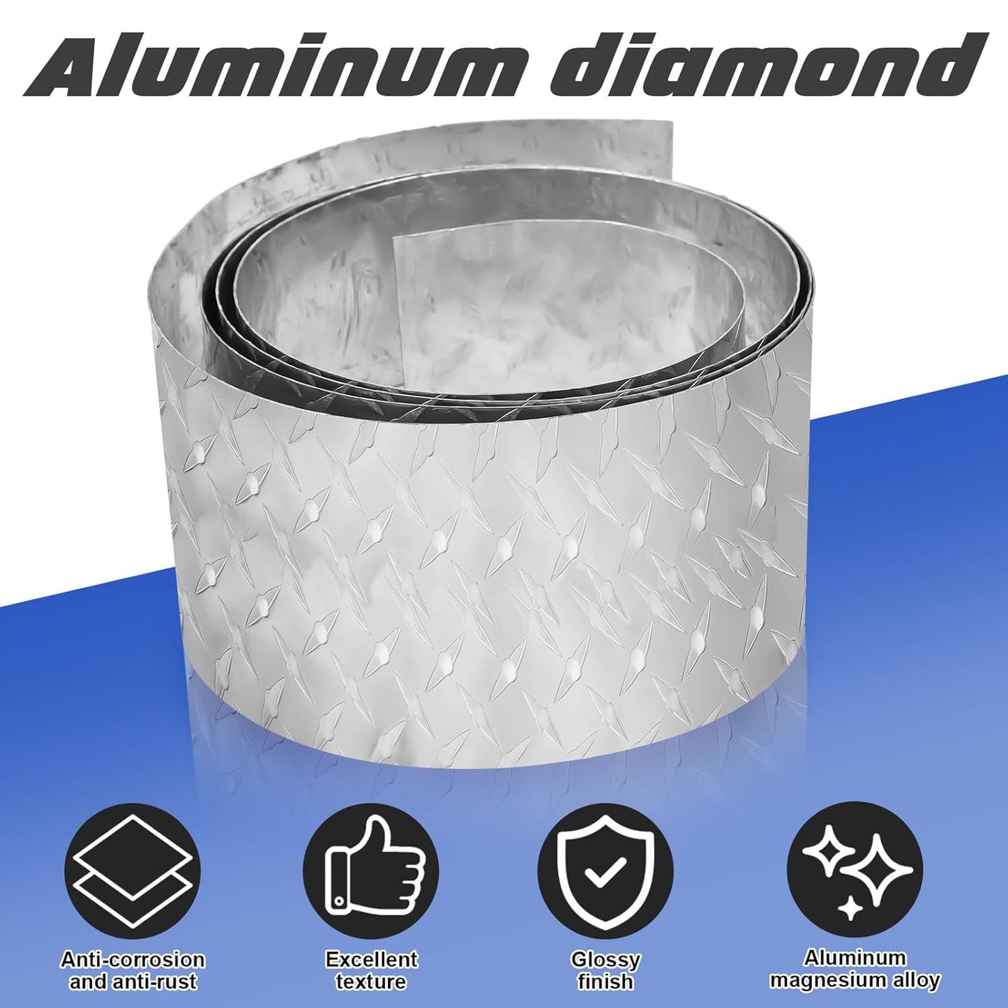 Diamond Plate Sheet Metal Aluminum Heavy Duty Diamond Tread Aluminum Sheet for Wall Covering, Cargo Trailer, RV(120 × 6 Inch)