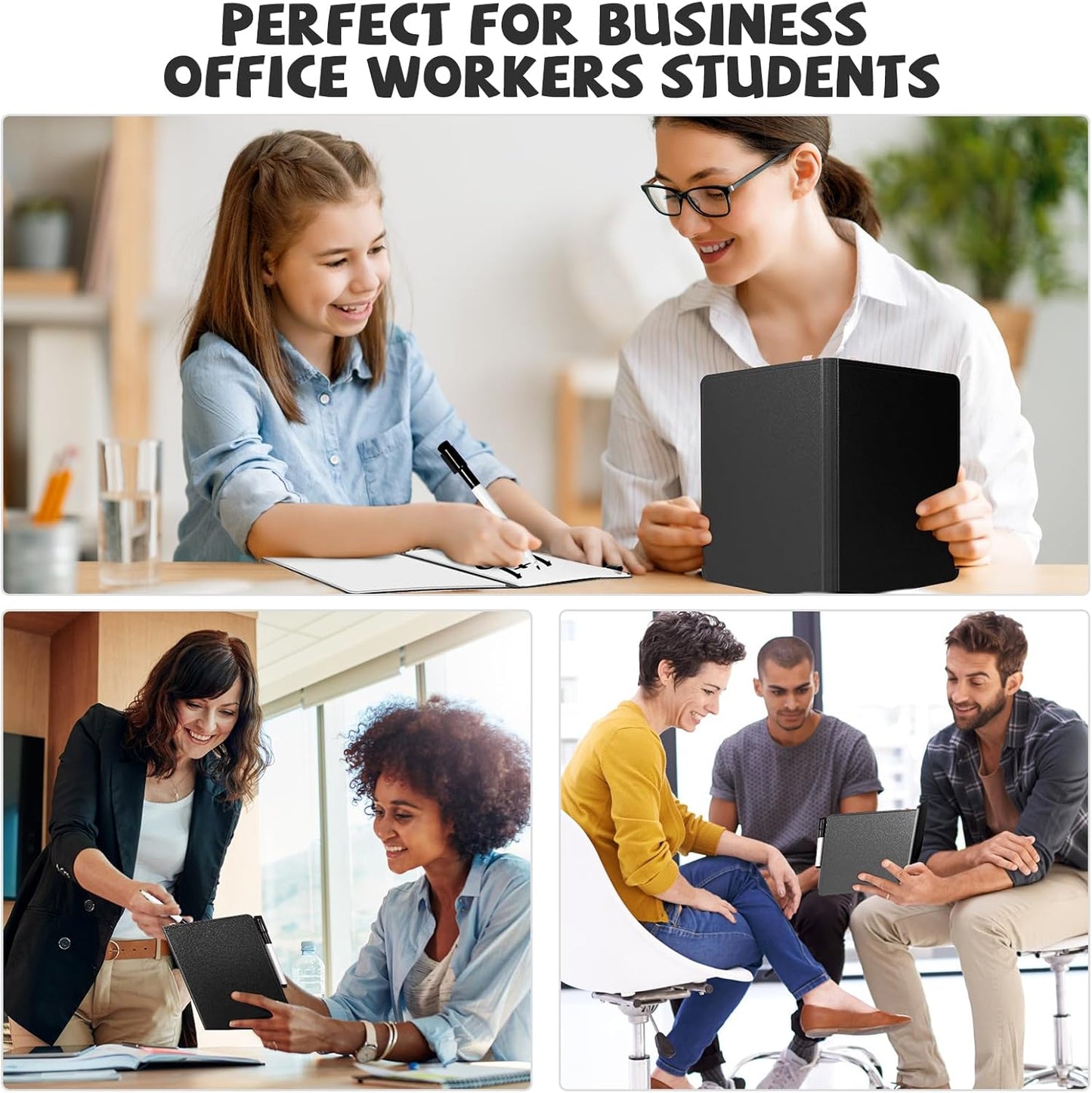 AGM Portable White Board Dry Erase, Double Sided Folding Whiteboards with Pen, Mini Portable Dry Erase Board for Study, Meeting, Doodling, Planning, Black