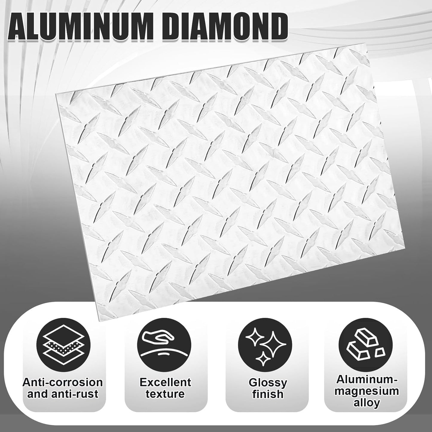 1pcs Diamond Plate Sheet Metal Heavy Duty Tread Aluminum Sheet Diamond Tread Plate for Wall Covering, Cargo Trailer, RV and More (12'' X 16'' X 0.08',Silver)