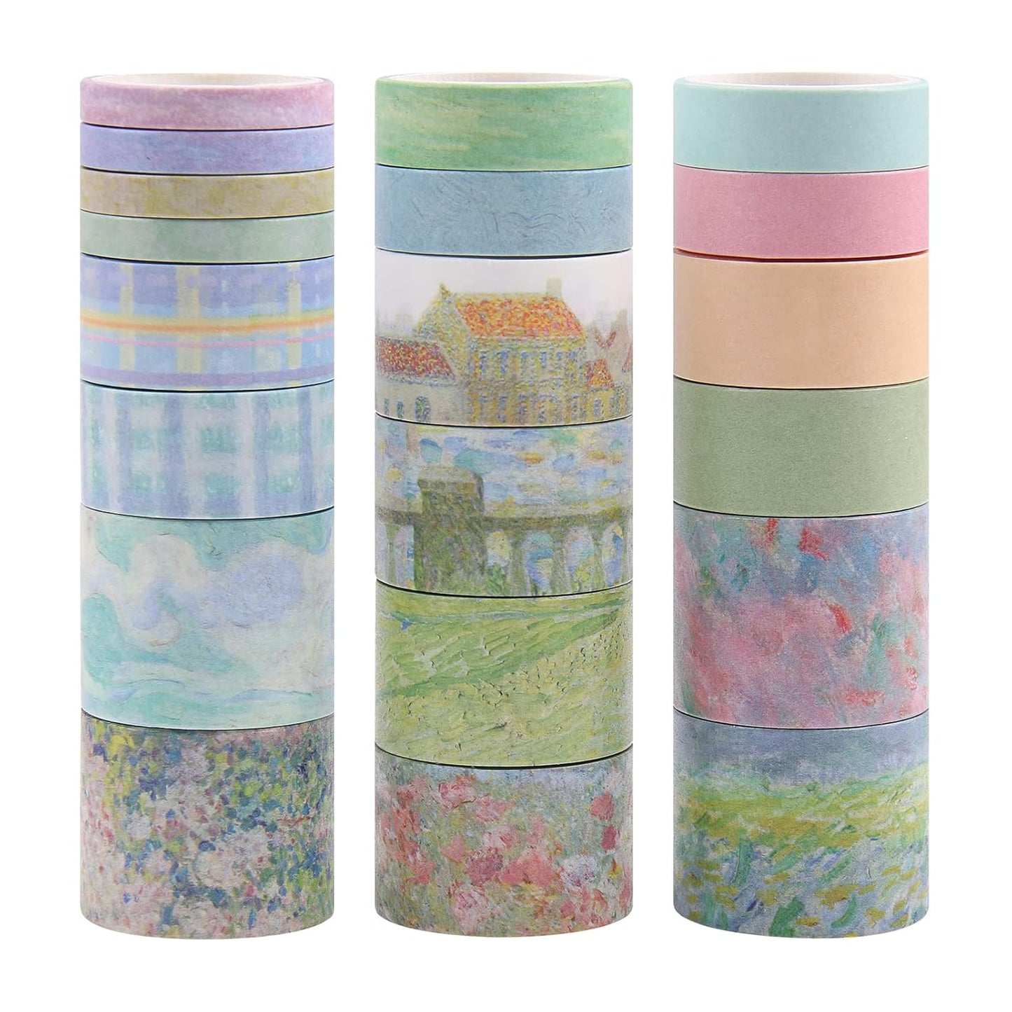 Dizdkizd Floral Green Washi Tape Set, 20 Rolls Cute Seasonal Masking Tape Aesthetic Journaling Supplies for Planner Scrapbooking Calendar Card Making