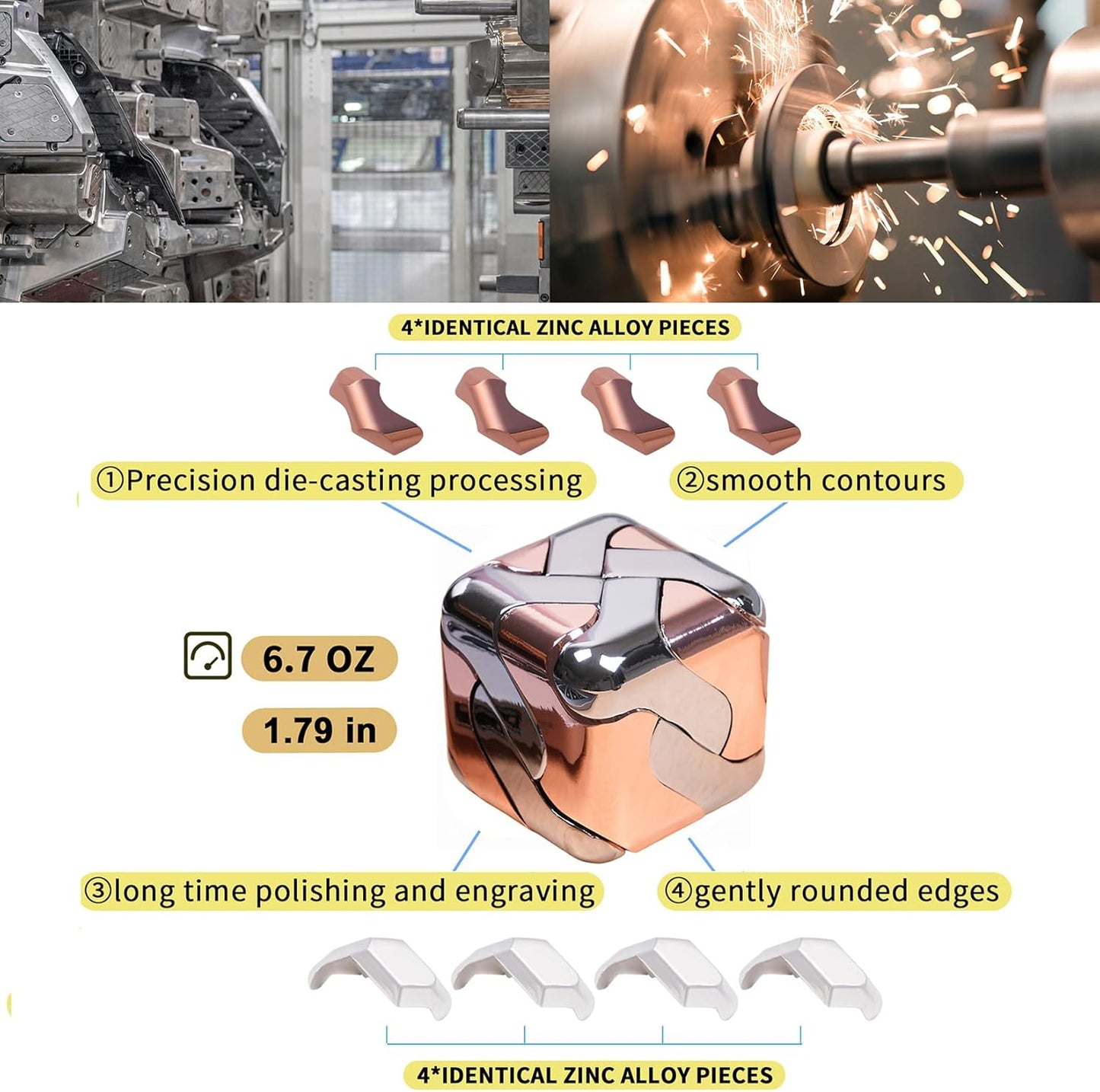 Metal-Puzzles Brain-Teaser 3D-Toys: Fidget-Toys Cool-Gadgets-Stuff Square-Cube-Box Puzzle-Toy ADHD Tools Stress Relief Gift for Kid Children Teen Adult Office Home School Christmas