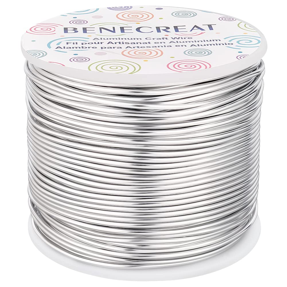 BENECREAT 15 Gauge 220Feet Soft Aluminum Wire Anodized Jewelry Craft Making Beading Floral Colored Aluminum Craft Wire for Gem Wrapping, Jewelry Craft Making - Silver