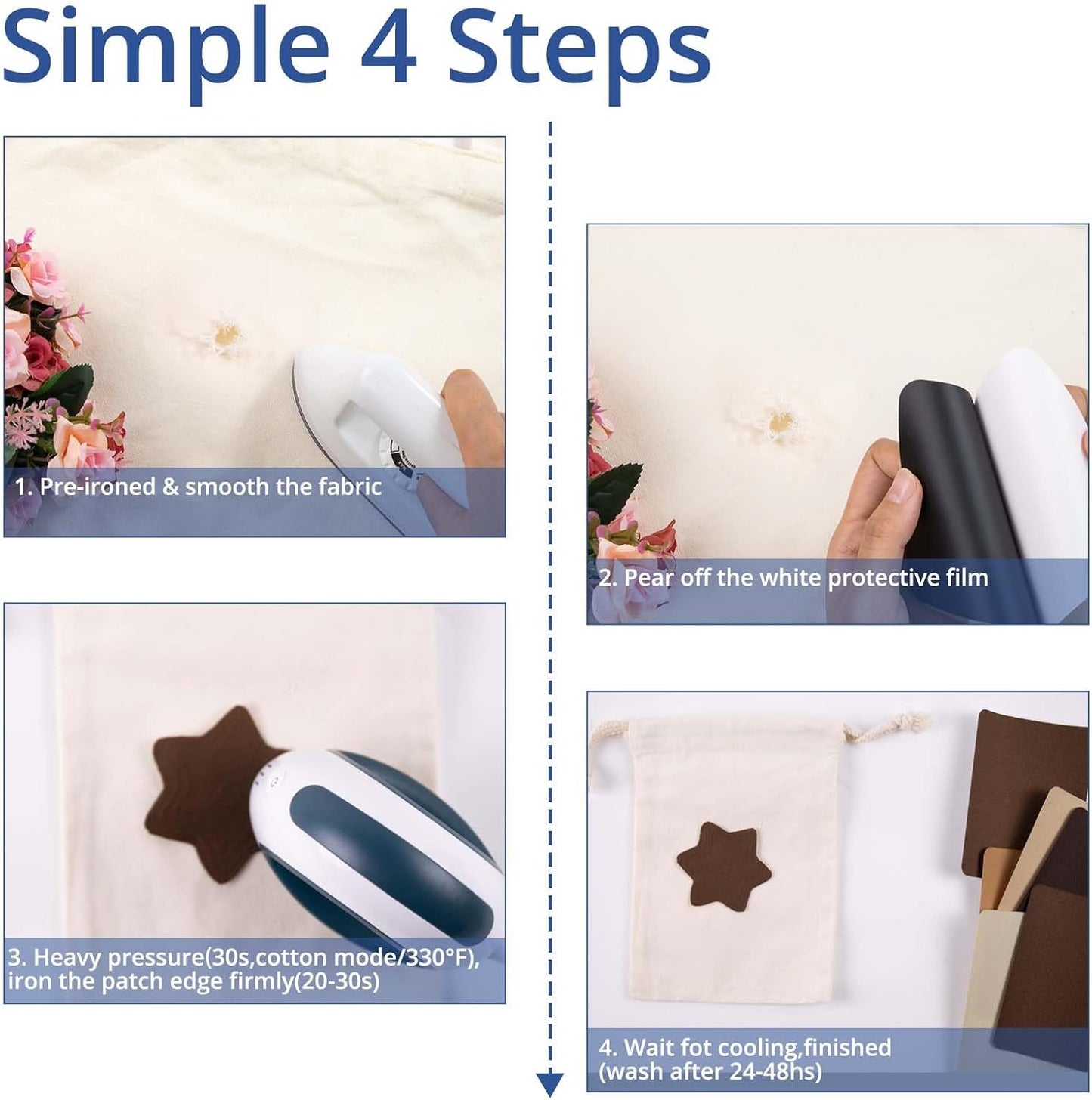 HTVRONT Iron on Patches for Clothing Repair, Fabric Patches for Clothes, Repair Decorating Kit, Iron on Patches (Browns)