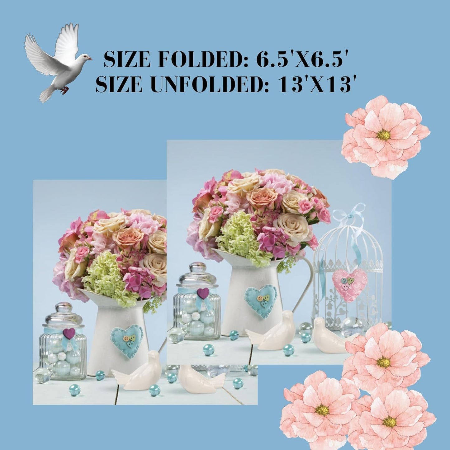 20-ct 13x13 Flowers Paper Luncheon Decoupage Napkins, 3-Ply Servilletas Printed Jug Full of Flower Cocktail Napkin for Art, Dinner and Party, Disposable Napkins Decor