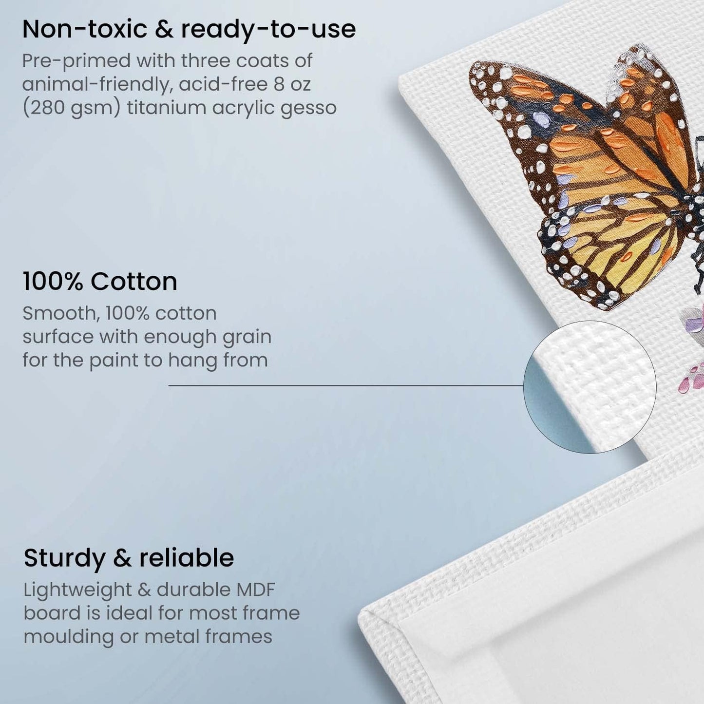 ARTEZA Canvas Boards for Painting, 11 x 14 Inches, Pack of 14, Blank White Canvas Panels for Acrylic, Oil, Gouache & Tempera Painting