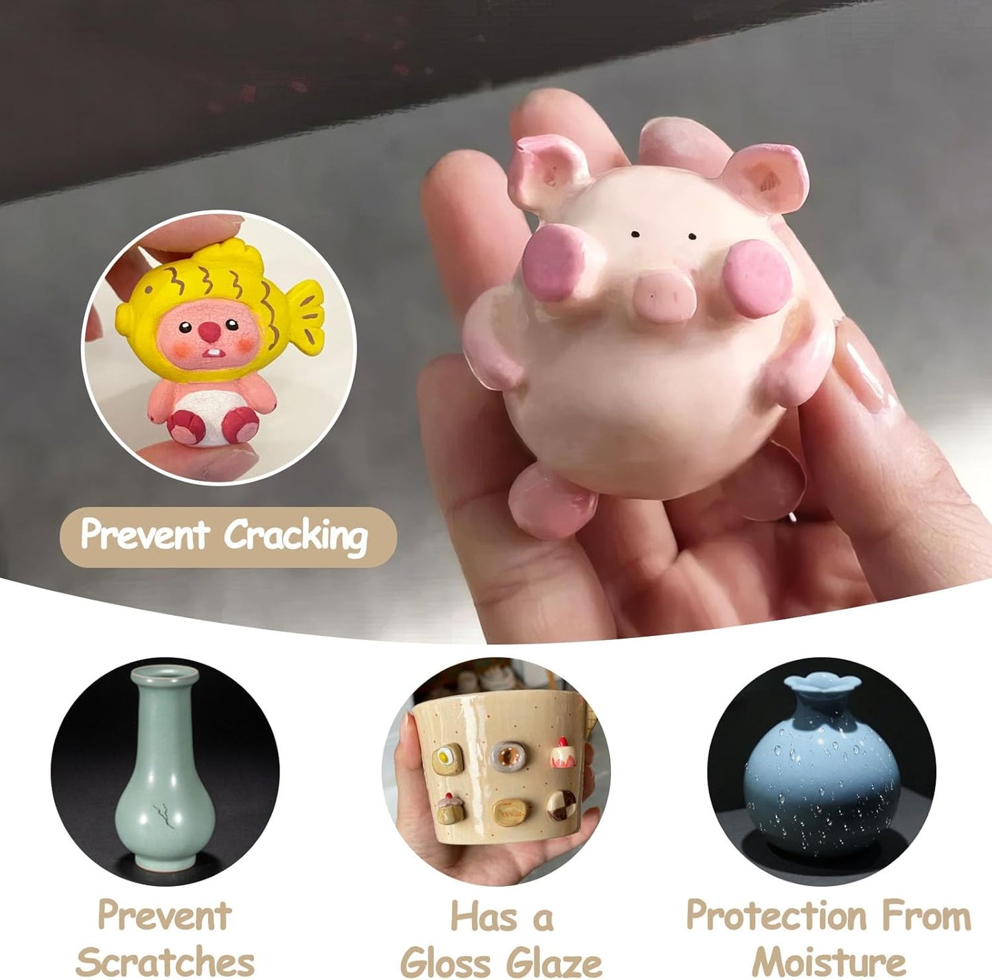 50ml Air Dry Clay Glaze & Varnish - Matte Finish for Crafts/Pottery/Sculptures - Waterproof & Quick-Drying & Non-Yellowing Clear Coating - Matte Polymer Clay Sealer