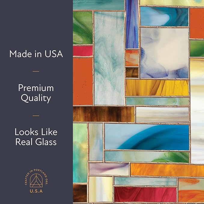 Artscape Montage | Privacy Window Film with Vibrant Colored Pattern | Non-Adhesive & UV Protection | Easy to Apply & Removable | 24 x 36 Inches | Made in USA