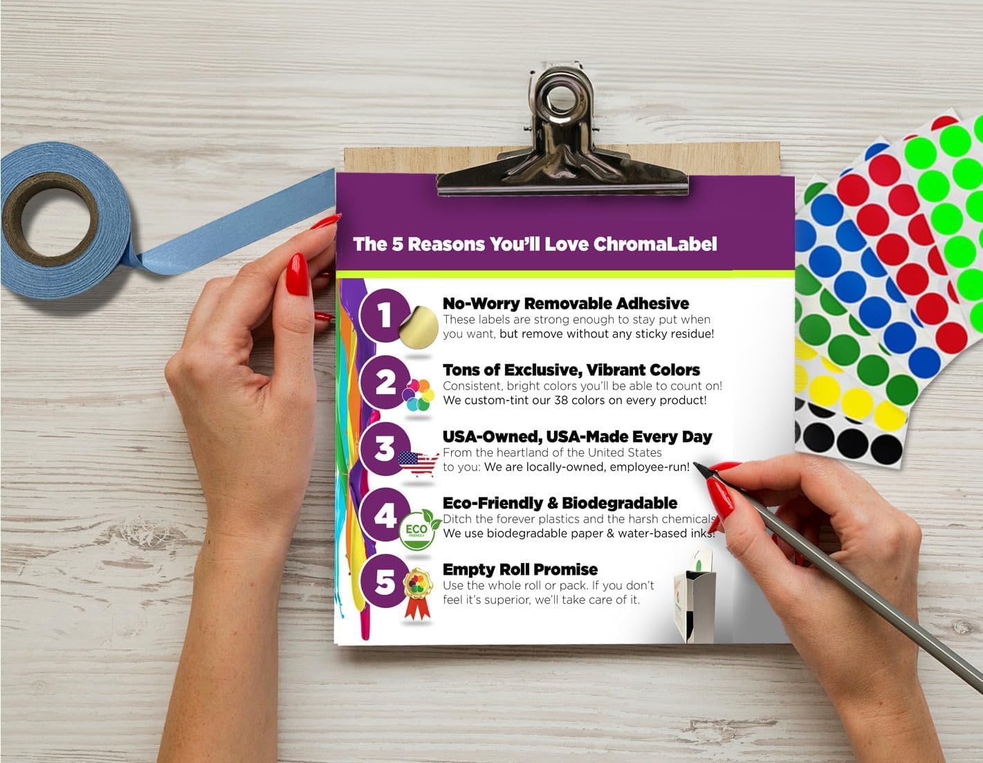 ChromaLabel 1 Inch Circle Sticker Labels, High Visibility Round Colored Stickers, Removable Sticky Dots - 1000 Dot Labels per Dispenser Box, Fluorescent Pink Stickers