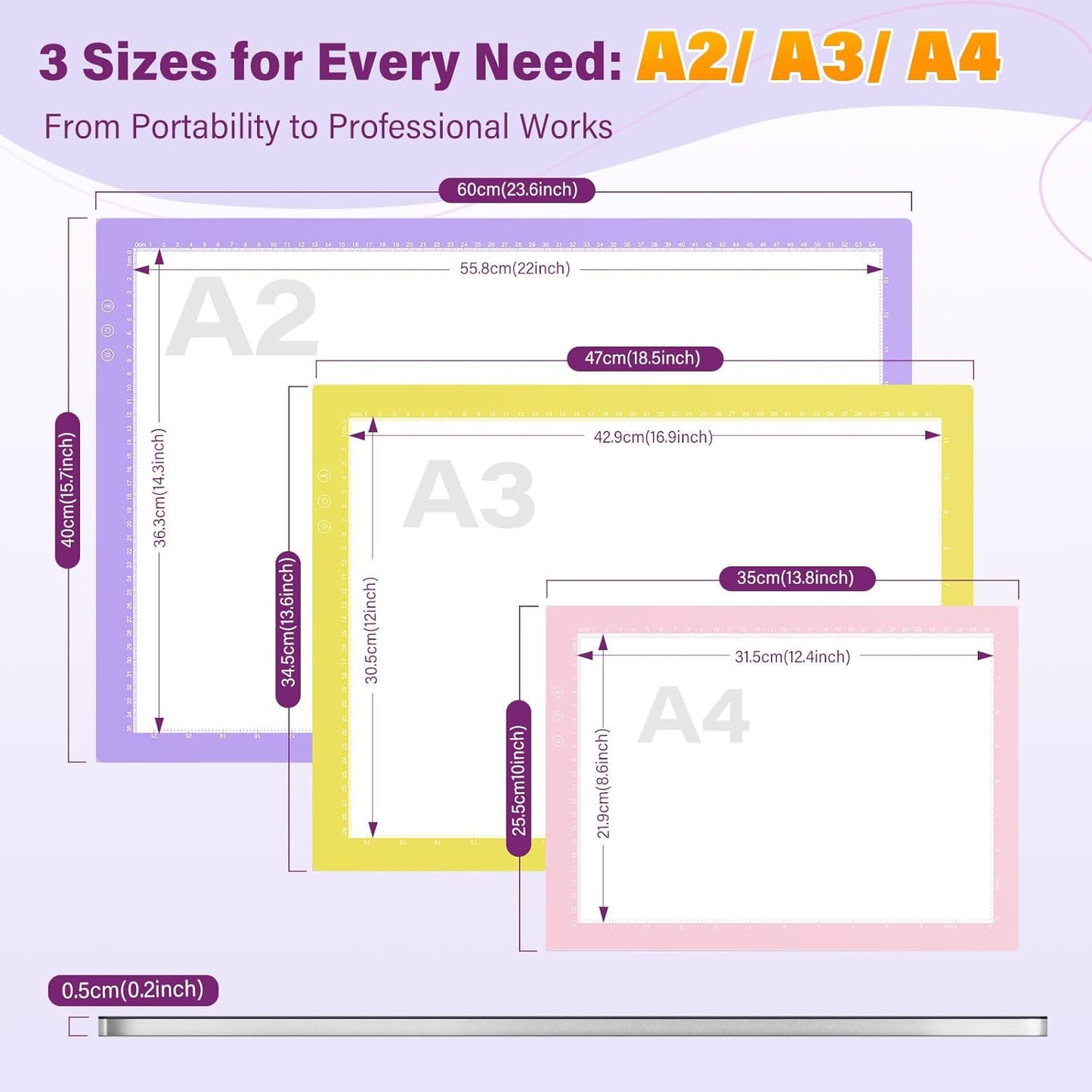 ZEXALIGHT A3 Light Box for Tracing, Light Pad for Diamond Painting with 8 Levels/Stepless Dimming Brightness and 3 Color Modes, Ultra-Thin Copy Board Light Table for Artists Tracing Drawing (Pink)