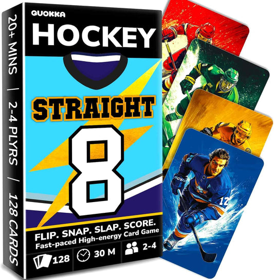 QUOKKA American Hockey Fast-Paced Card Game for Kids & Adults – 128 Cards & Easy Rules – Quick & Fun Matching Game – 2-4 Players – Ages 8+ – Perfect for Family Games Night, Travel and Parties