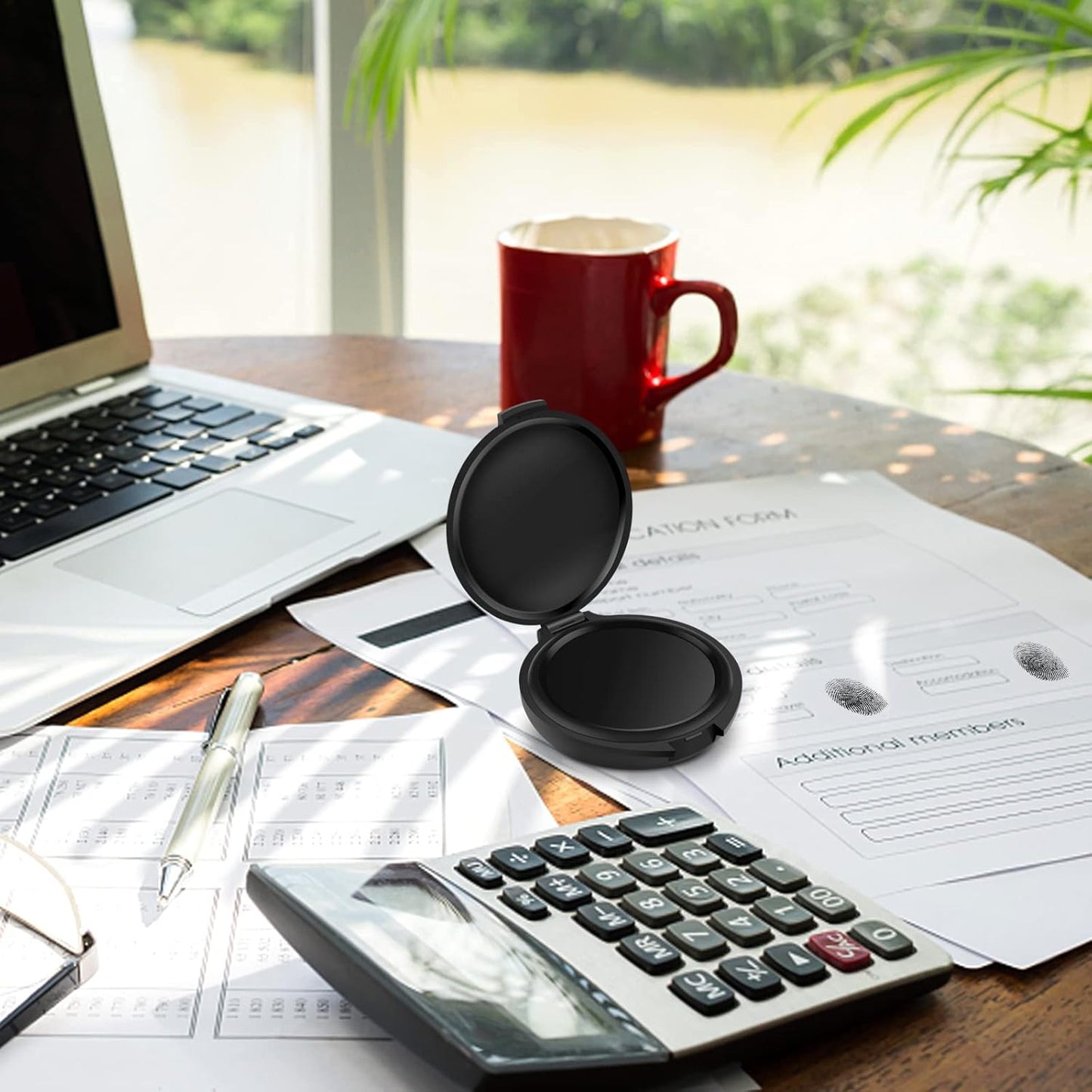 ERKOON 9 Pack Fingerprint Ink Pads, Thumbprint Ink Pad for Notary Supplies Identification Security ID Fingerprint Cards Fingerprint Black