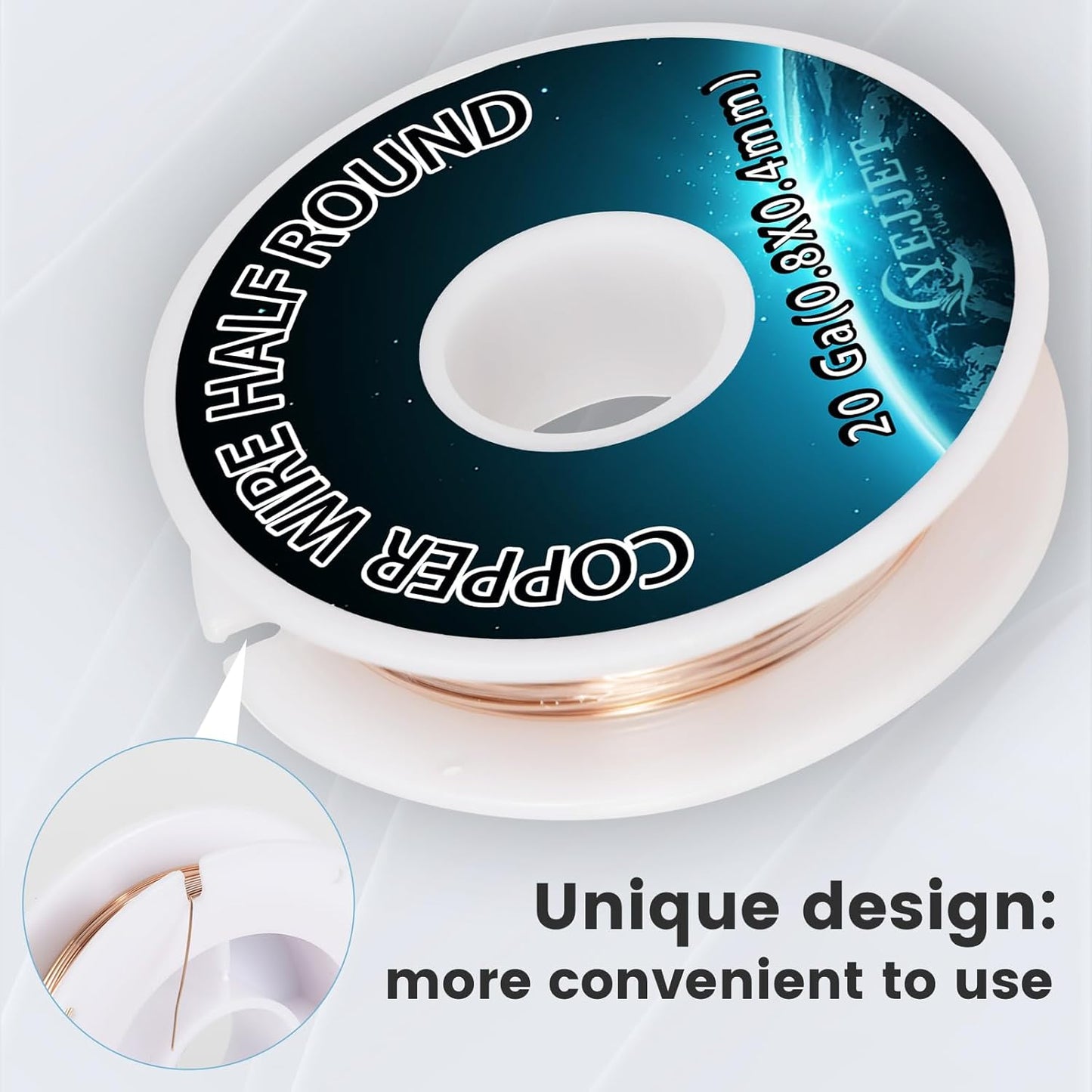 20 Gauge Half-Round Copper Wire 0.81x0.41mm - 1.3 oz (55 Feet) Pure Copper Craft Wire for Sculpting & Circuitry