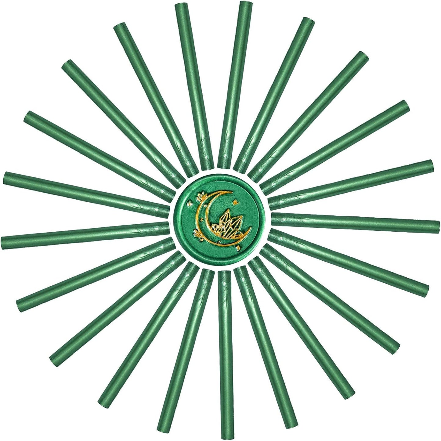 SWANGSA 20 Pieces Glue Gun Sealing Wax Sticks Metallic Green for Wax Seal Stamp, Great for Wedding Invitations, Cards, Envelopes, Wine Packages, Gift Wrapping (Metallic Green)