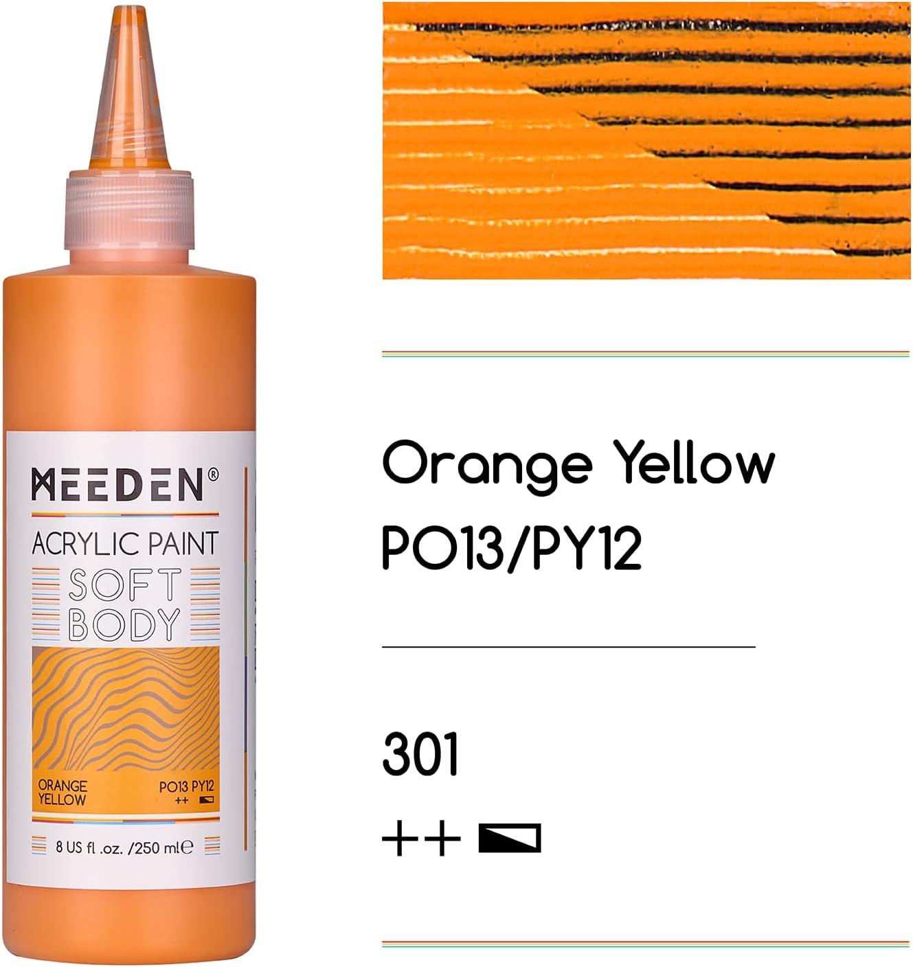 MEEDEN Orange Yellow Acrylic Paint: Matte Finish 250ml/8.45oz Soft Body Bulk Acrylic Colors in Matte Finish - Fluid Flow Art Paints for Artists Canvas Painting