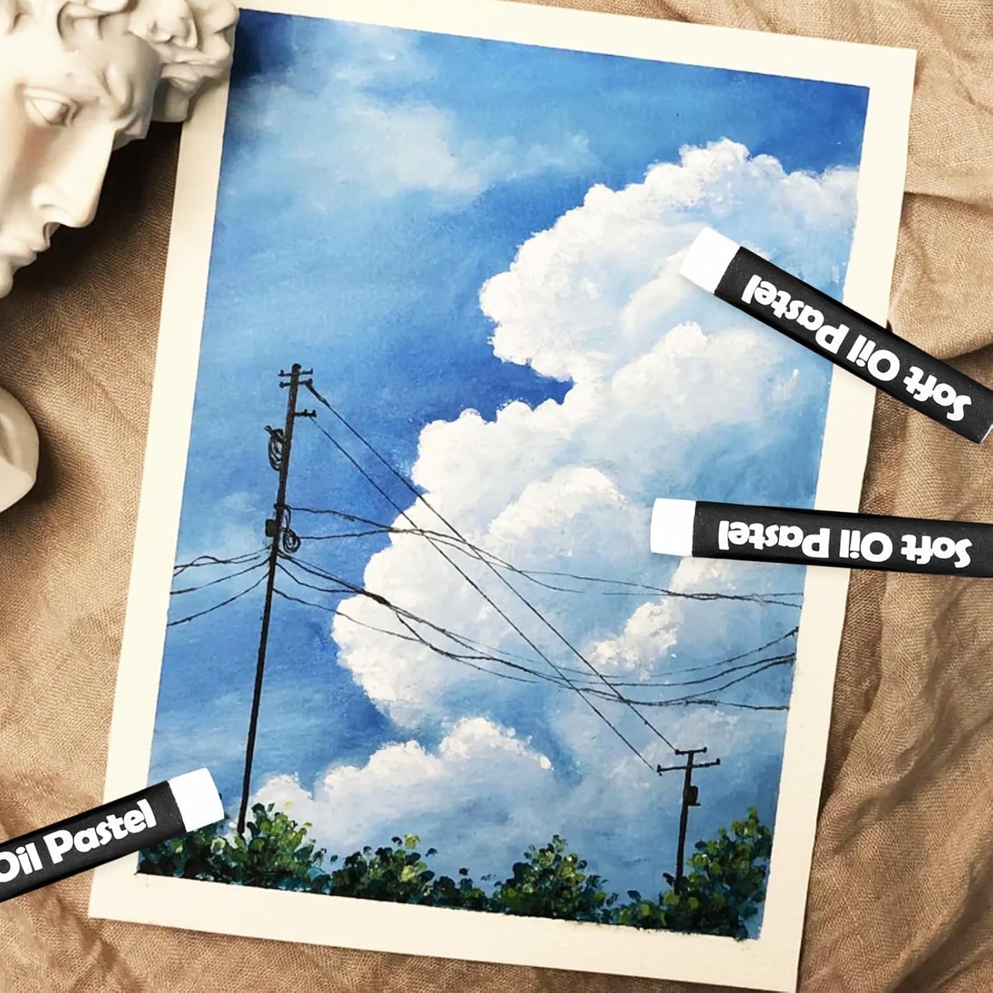 qianshan Soft Oil Pastels Set of 12 Single Colors,Non Toxic,Soft Texture Vibrant and Creamy Oil Crayons Pastels Art Supplies.White