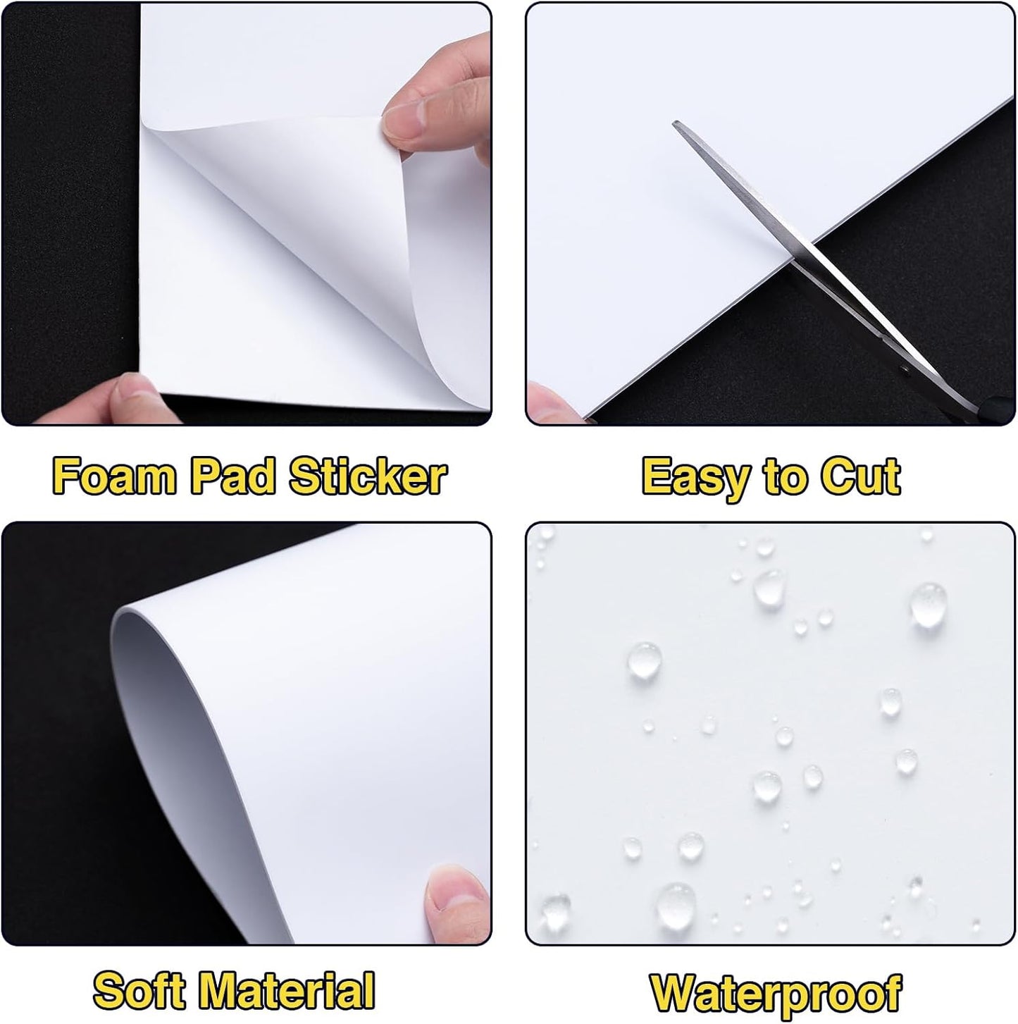 MEARCOOH White Self Adhesive Foam Sheets, 1mm Sticky Eva Foam Paper 9x12 Inch for Crafts(20PACK)