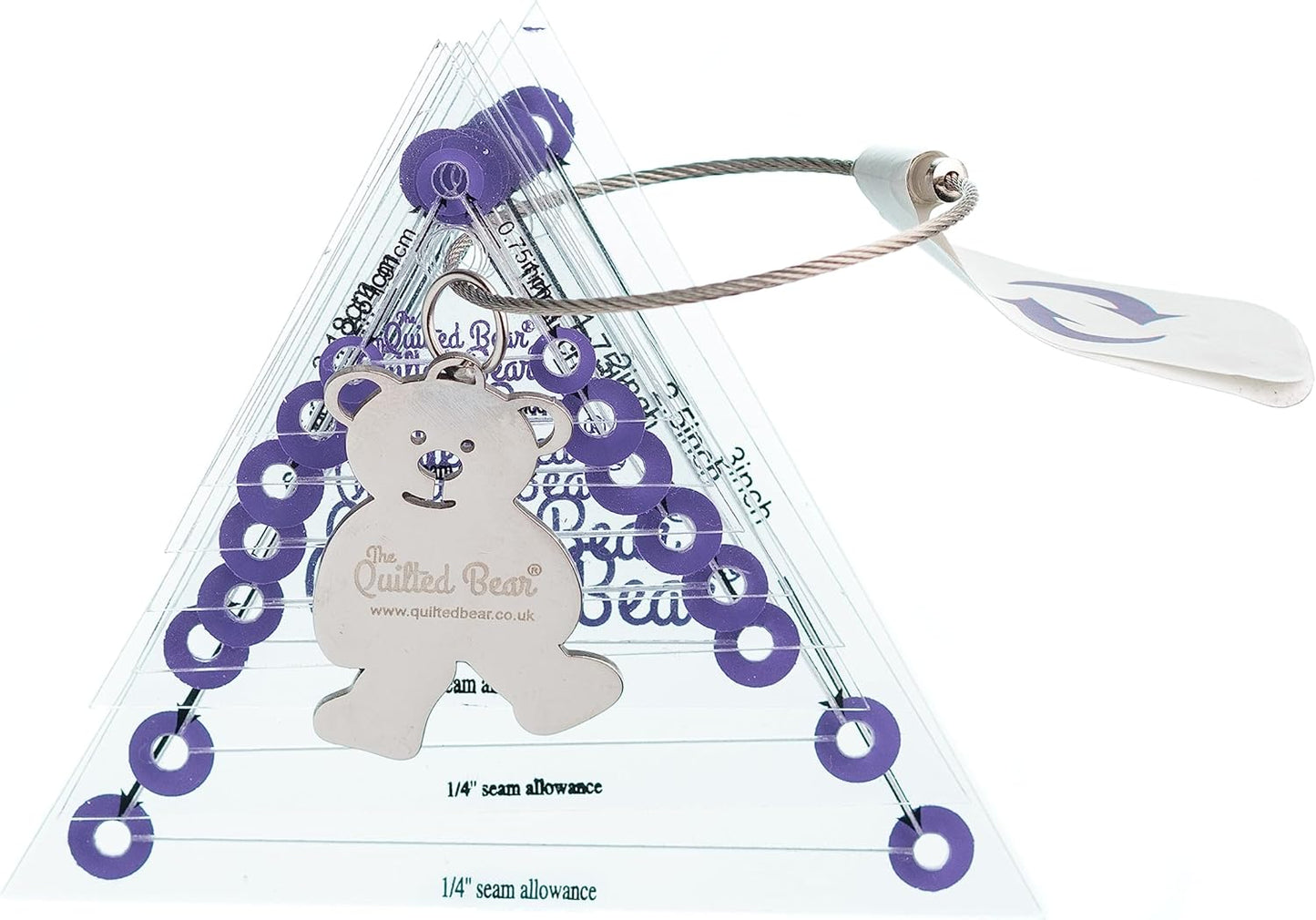 The Quilted Bear Triangle Quilting Templates – 8 Clear Non-Slip Acrylic Quilt Templates for Precise Fabric Cutting & Stress-Free Machine Quilting - Ideal for Quilt & Sewing Supplies (¾–3")