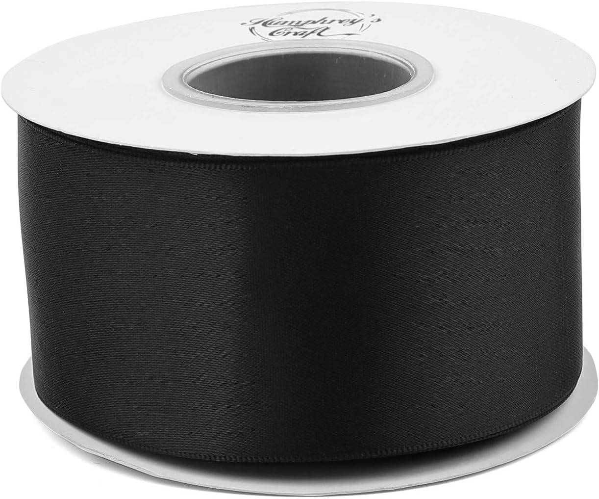 Humphrey's Craft 2 Inch Black Double Faced Satin Ribbon - 20 Yards for Gifts Wrapping DIY Bows Wedding Bouquet Cutting Ceremony Decoration Christmas Tree.