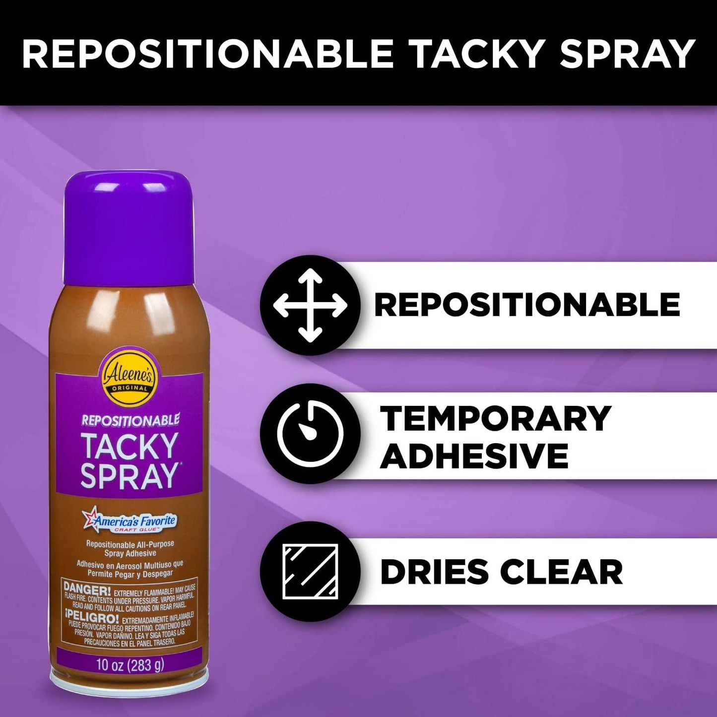 Aleene's Repositionable Tacky Glue Spray, All-Purpose, Temporary Bond Adhesive, 10 oz