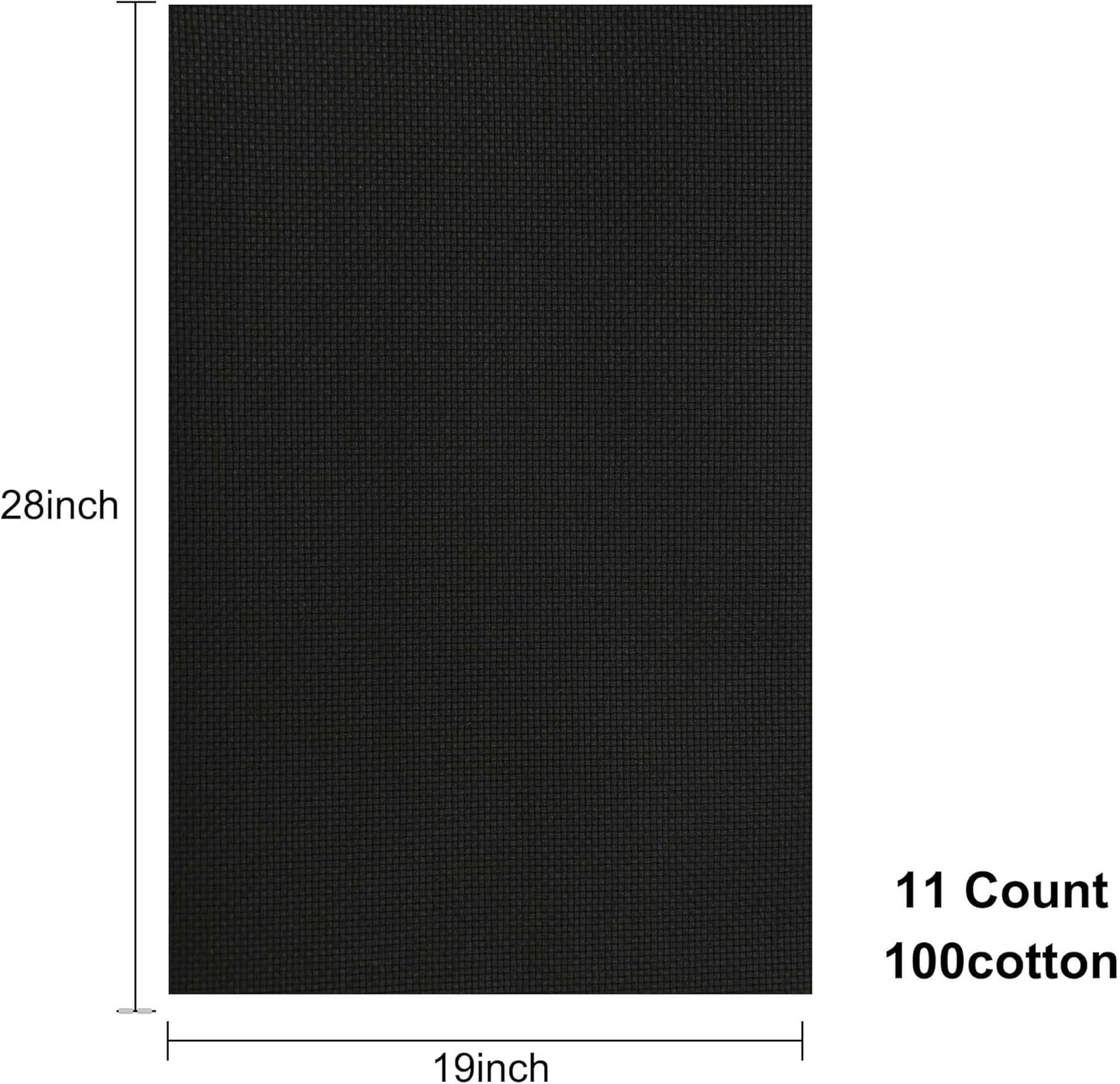 Aida Cloth 11 Count Cross Stitch Fabric,19×28inch (11CT,Black)