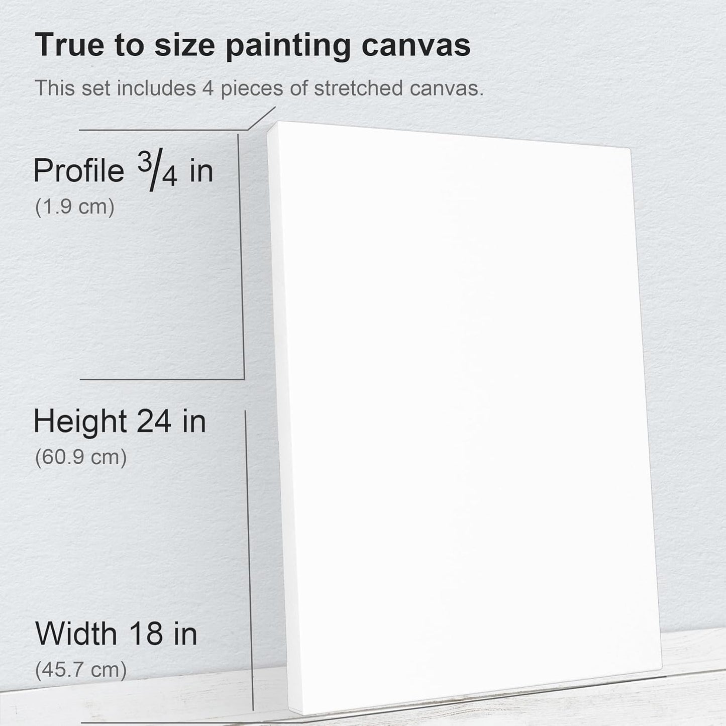 PHOENIX 18x24 Inch 4 Pack Artist Canvas - Large Stretched Canvases for Painting - 3/4 Inch Profile, 100% Cotton 11 Oz. Gesso Primed White Blank Professional Canvas Oil & Acrylic Paints