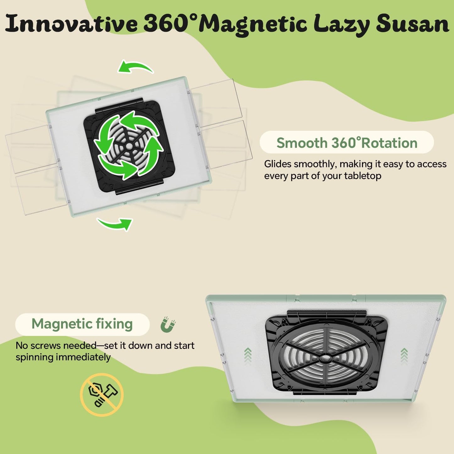 1500 Pieces Puzzle Board 3-in-1 Double-Sided & Rotating & Tilting, Plastic Puzzle Table with Sorting Boxes and PVC Cover, Portable Lazy Susan Jigsaw Puzzle Board for Adults, Gray Green