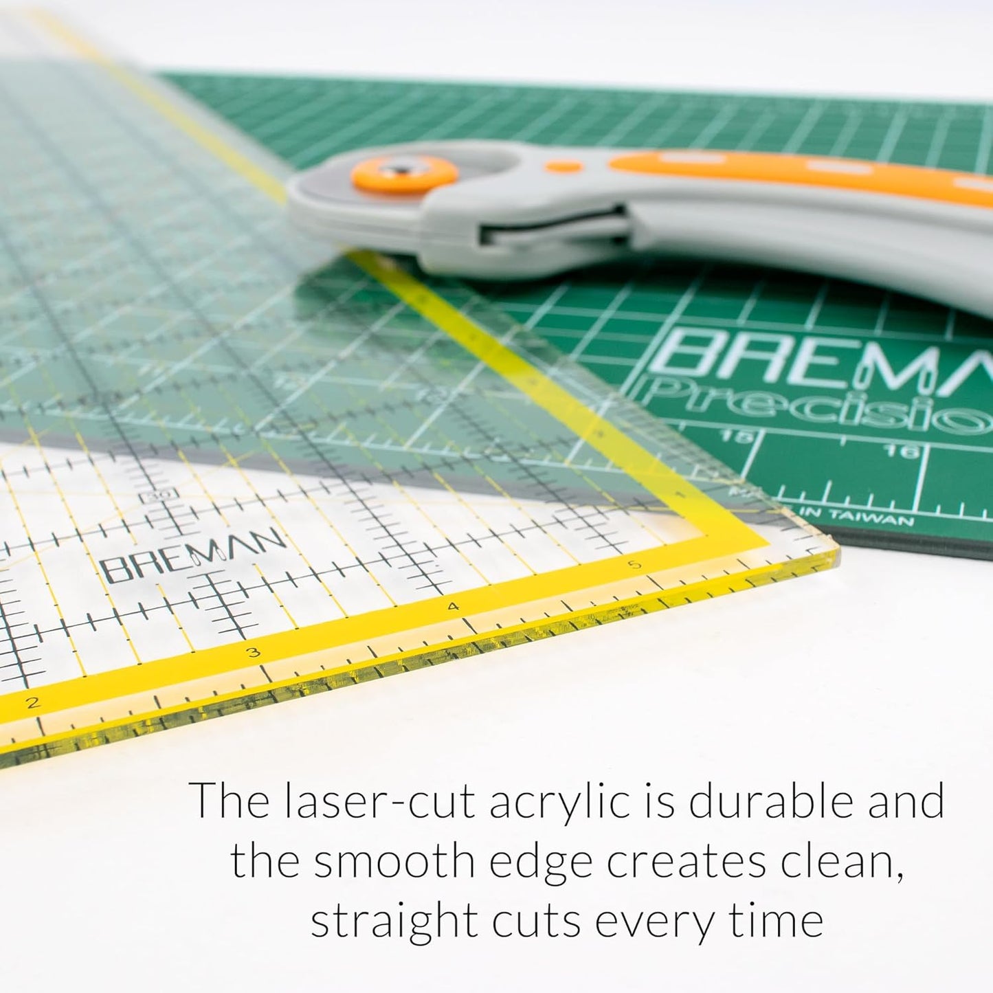 Breman Precision Quilting Rulers – 6x12 Inch Clear Acrylic Rulers for Quilting and Sewing – Laser-Cut Edge, Easy-Read Grid Lines, Angled Markers – Fabric Guide for Left & Right-Handed Users