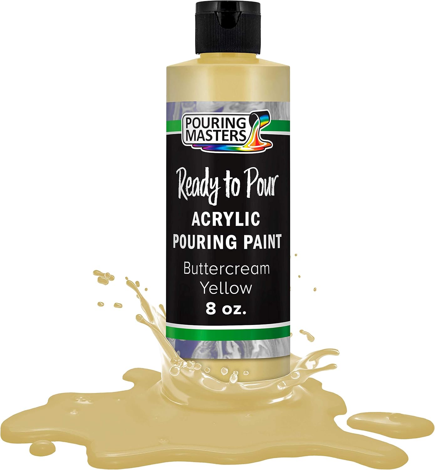 Pouring Masters Buttercream Yellow Ready to Pour Acrylic Pouring Paint - Premium 8-Ounce Pre-Mixed Fluid Acrylic Paint - Fluid Art Supplies for Canvas, Wood, Paper, Tile & Rocks
