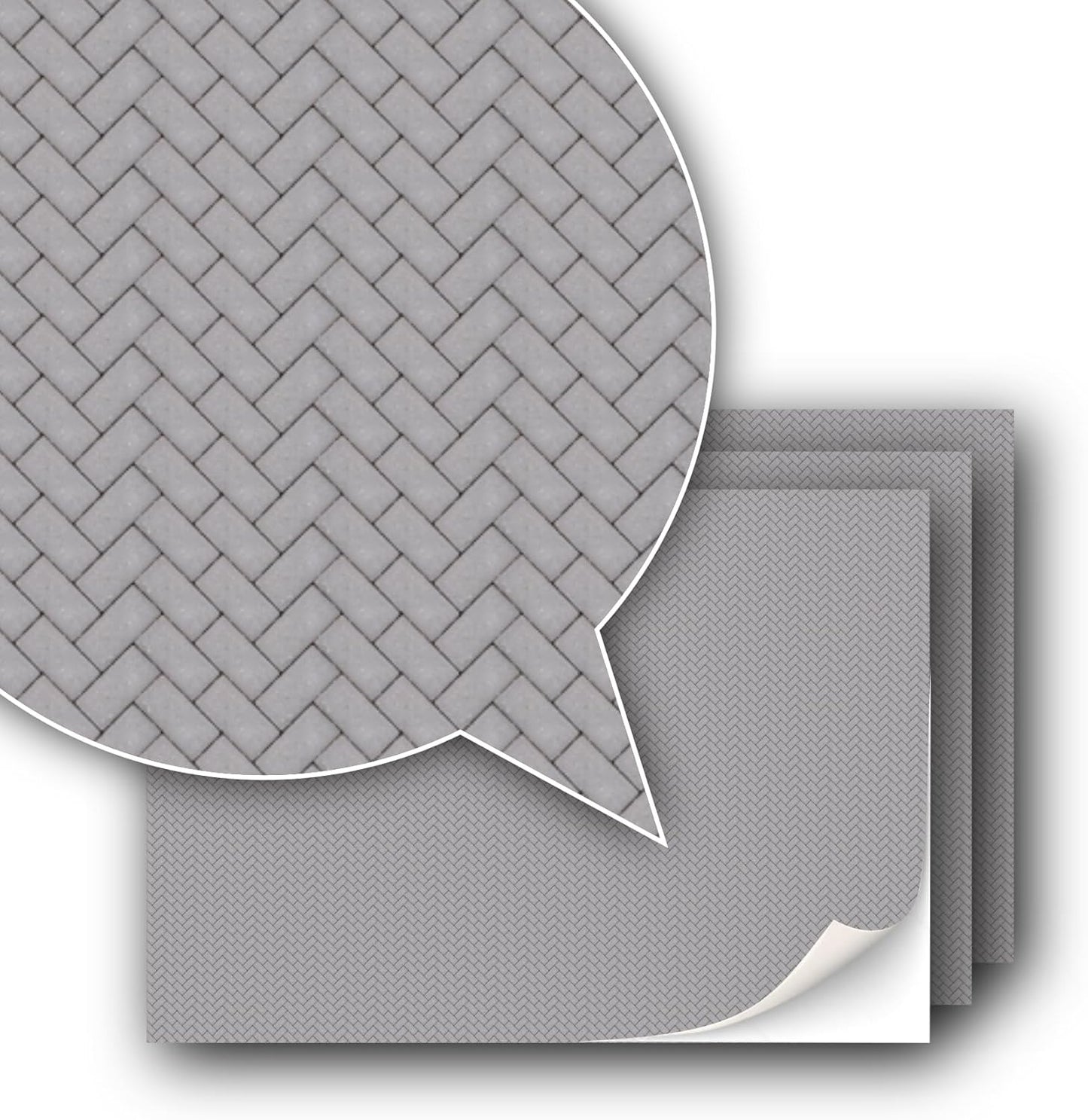 3 Sheets Self-Adhesive Decorative Film Paving Stones and Surfaces for Model Making in Scale 1:87 Scale H0 (UK: 3.5 mm Scale) (Concrete Paving Stones Herringbone)