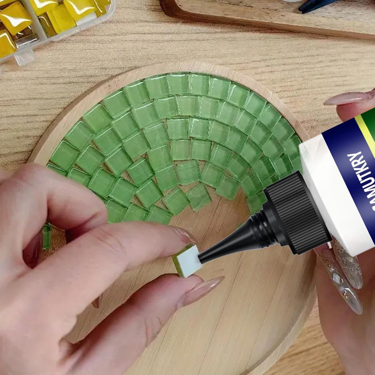 Mosaic Glue, 2 Pack 60ml Waterproof Adhesive for DIY Crafts – Non-Toxic, Clear Drying, No Drip, for Glass, Ceramic, Wood, Plastic, Indoor & Outdoor Use