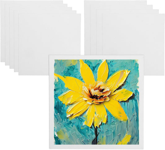 MECCANIXITY Canvas Boards for Painting, 10x10 Cotton Blank Primed Art Canvas Panels Acid-Free for Painting Supplies Oil Acrylic Tempera Watercolor Pouring Paint Artists(White, Pack of 10)