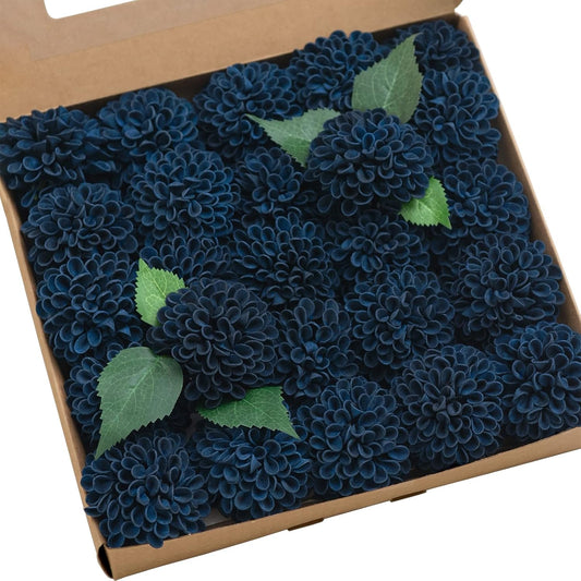Ling's Moment Navy Blue Dahlia Foam Artificial Flowers Real Touch Faux Fake Flower For Home Decor Graduation Baby Shower Decorations Outdoors Party Favors Wedding Gifts Centerpieces Arrangements 25pcs