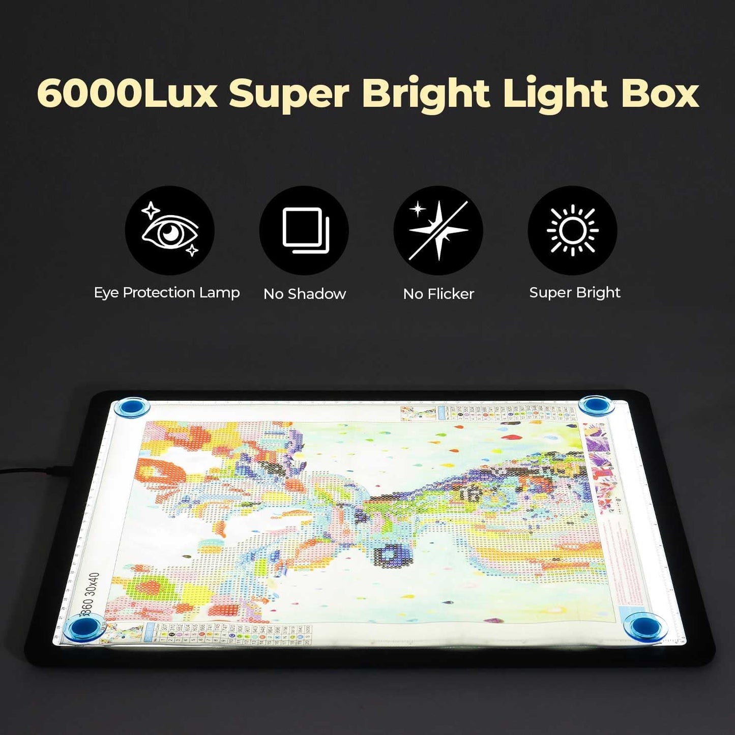 Heanolier A3 Artist tracing Light Box Copy Table,(18.2" L x 13.4" W) Super Bright Magnetic Light Pad with Side Buttons,USB-C Power Dimmerable Light Board for Diamond Painting,Tattoo Drawing,Sketching