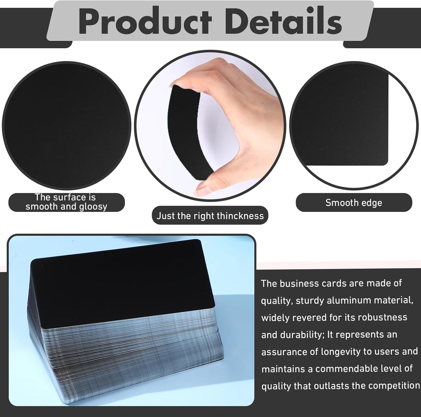 Zonon 200 Pack Engraving Aluminum Plates for CNC Engraver Laser Crafting Multipurpose Metal Metal Business Cards Sheets Engraving DIY Gift Cards 86 x 54 x 0.21 mm(Black Matte)