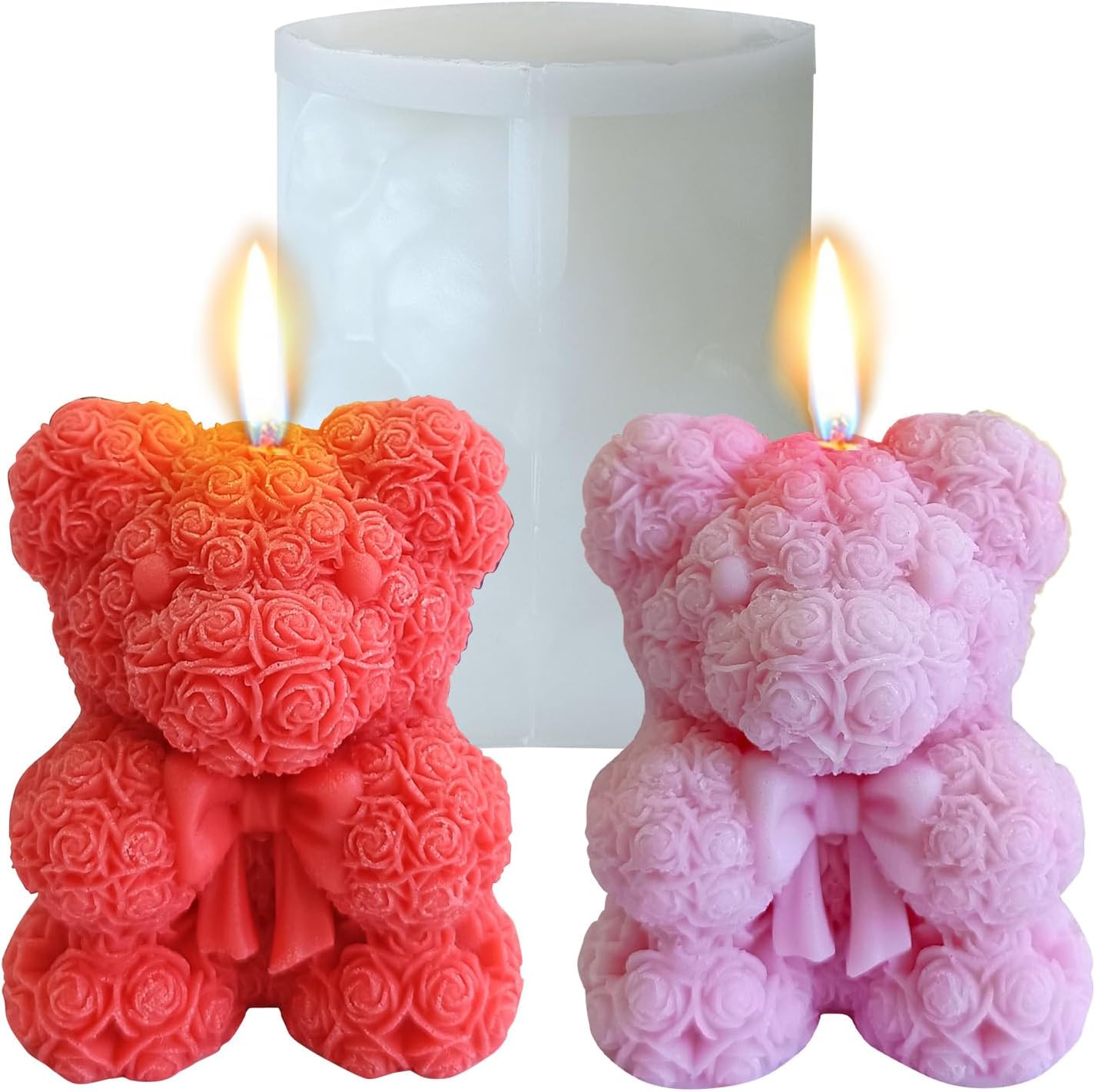 Bowtie Mini Rose Bear Candle Mold,Epoxy Resin Candle Making Molds, Silicone Candle Molds for DIY Candle,DIY Soap,Mother's Day Gifts,Birthday Gifts,Home Decor(Bow Tie Bear Mini)