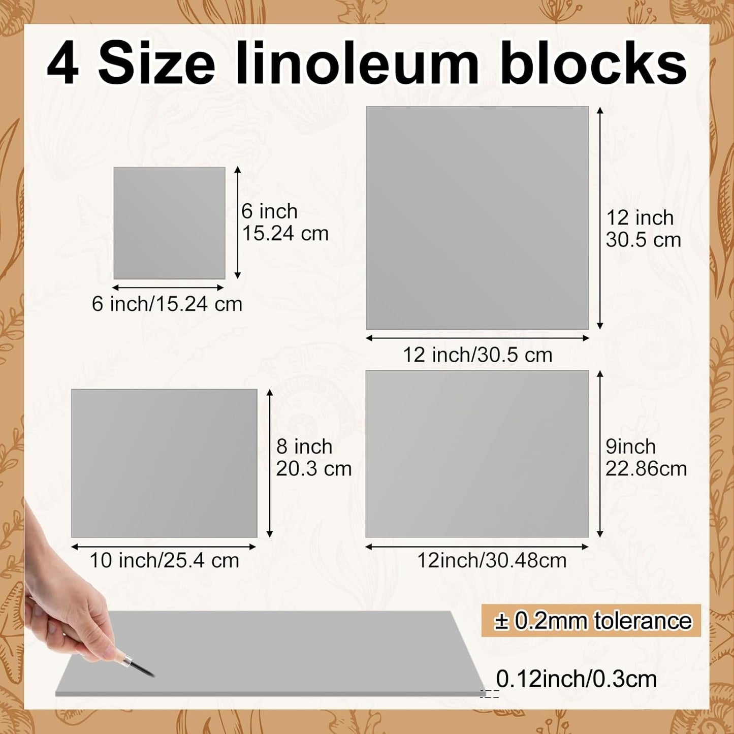 Yeaqee 8 Pcs Mixed Sizes Linoleum Block Rubber Carving Block Soft Linocut Blocks Large Linoleum Sheet Unmounted Lino Plates for Engraving Art Project Printmaking Artist Studio Supplies, Gray