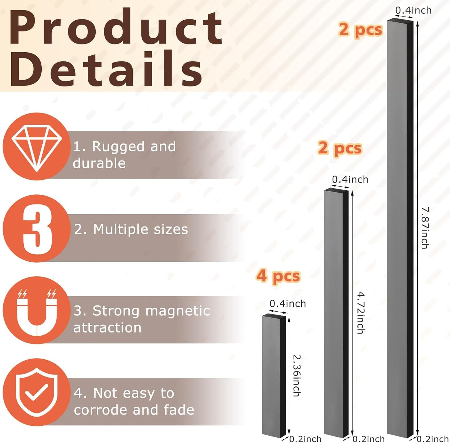 Flutesan 8 Pcs Knitting Chart Keeper Magnet Replacement Set Cross Stitch Line Keeper Knitting Pattern Holder Fold up Pattern Holder, Only Magnet(3 Size)