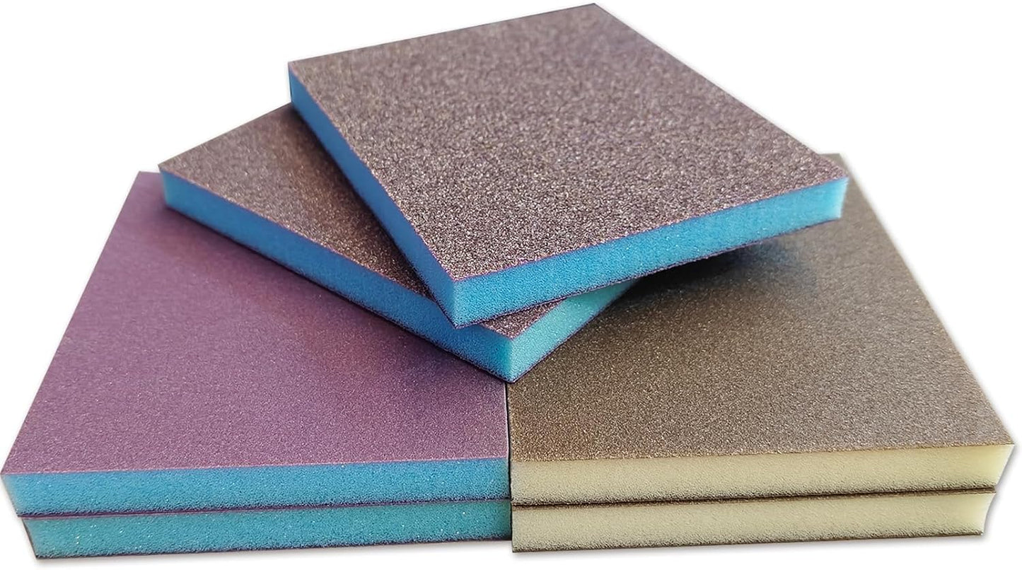 18pcs Sanding Sponge Kit 60, 80, 120, 180, 220, 320 grit, Soft Sanding Blocks Washable and Reusable, Double-Sided Sponge Sanding Blocks Wet Dry Sandpaper Pad for Wood Metal Furniture Paint