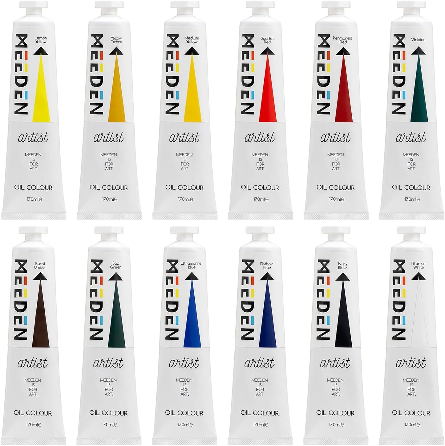 MEEDEN Artist Oil Paint Set - 12 Colors x 170ml/5.7oz Tubes - Art Supplies for Canvas Painting