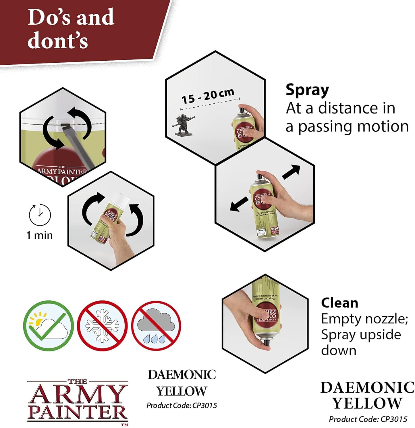 The Army Painter Color Primer Spray Paint, Daemonic Yellow, 400ml, 13.5oz - Acrylic Spray Undercoat for Miniature Painting - Spray Primer for Plastic Miniatures