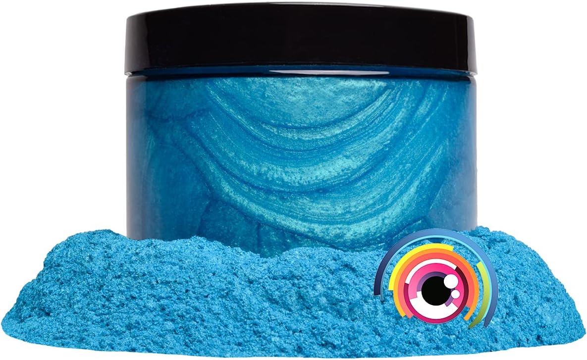 Eye Candy Pigments Premium Blue Mica Powder - Okinawa Blue (50gr) - for Epoxy, Resin, Soap, Paint, Woodworking, Acrylic Pouring, Bath Bombs, Fishing Lures - DIY Arts and Crafts Additive