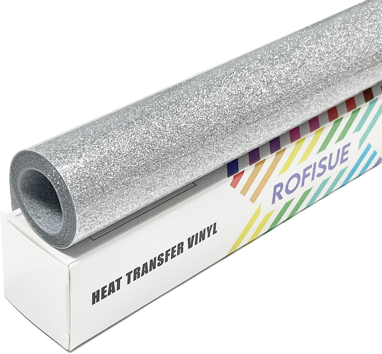 Silver Glitter Heat Transfer Vinyl 12Inch*6FT Glitter Iron on Vinyl for T Shirts Easy to Cut and Weed Compatible with All Cutter Machines HTV Vinyl Iron on for Cricut (Silver12Inches*6Ft)